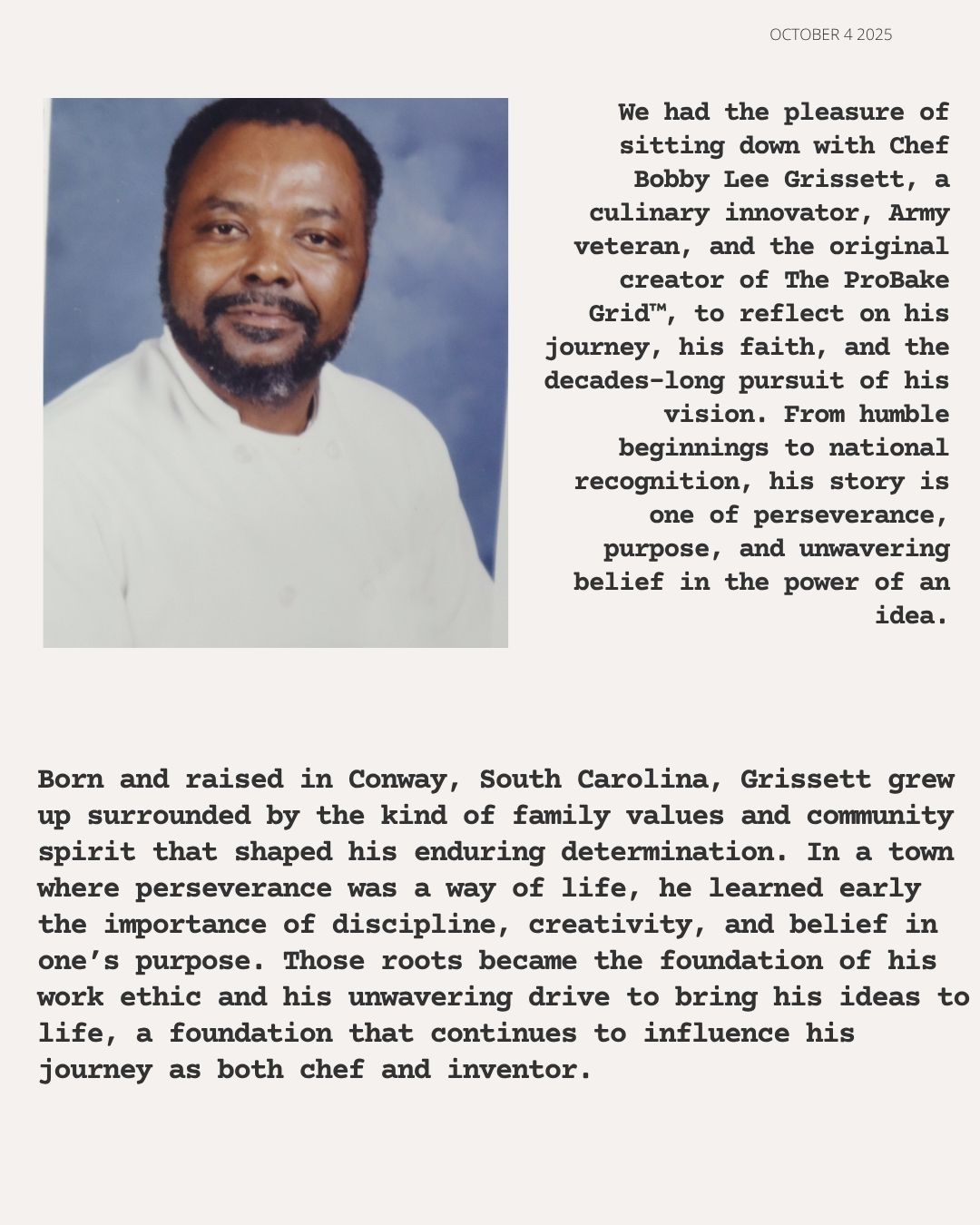 Chef Bobby Grissett's journey from humble beginnings to national recognition